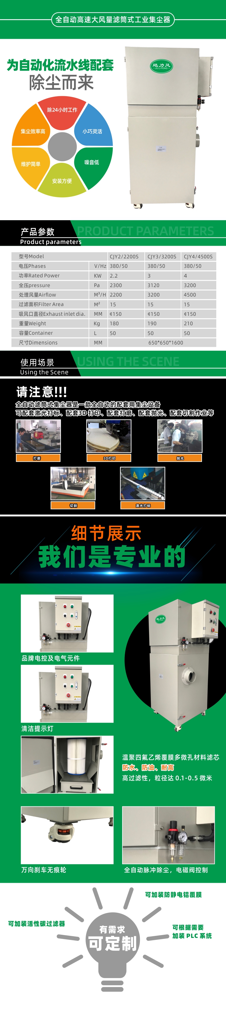 CJY-M系列全自动高速大风量滤筒式工业集尘器